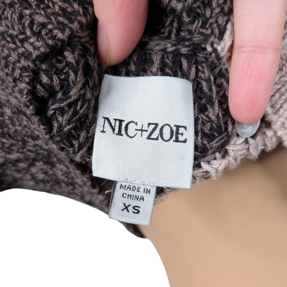 Nic + Zoe Winter Waves Mock Neck Sweater XS Earthy Abstract Knit Pullover EUC - Picture 12 of 13
